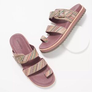 Merrell Leather Striped Juno Buckle Slides Sz 10 NWOB